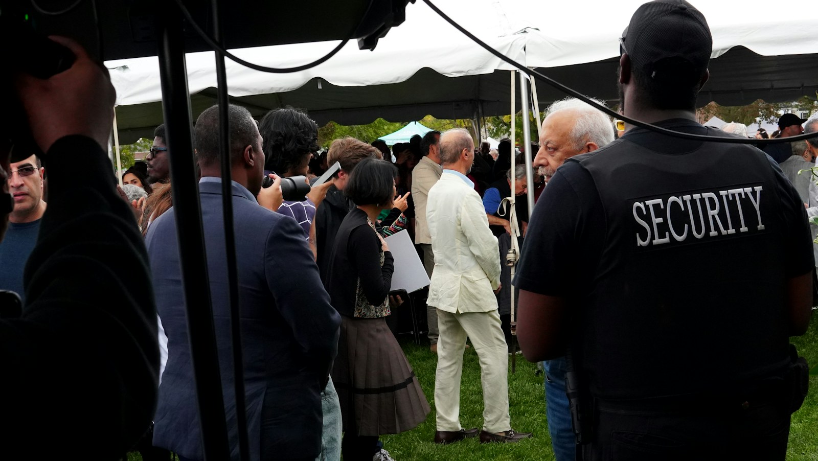 Security team monitoring an outdoor event crowd